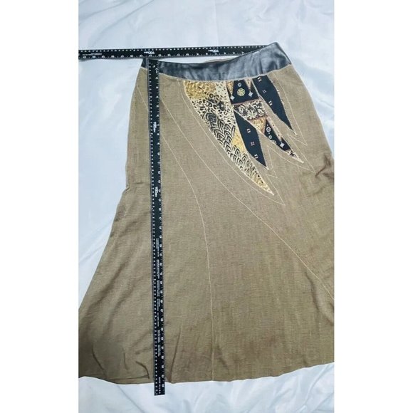 KOOS OF COURSE ART TO WEAR Skirt Tweed Animal Print Leather Women's Size 12 - Picture 5 of 10